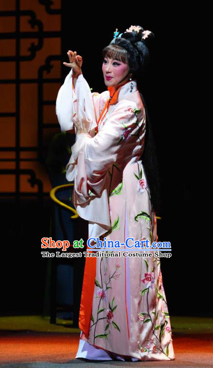 Chinese Shaoxing Opera Hua Tan Diva Dress Apparels Costumes and Headdress Yue Opera Young Lady Actress Garment