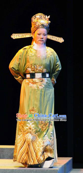 Chinese Yue Opera Elderly Male Garment and Headwear Shaoxing Opera Laosheng Costumes Official Clothing