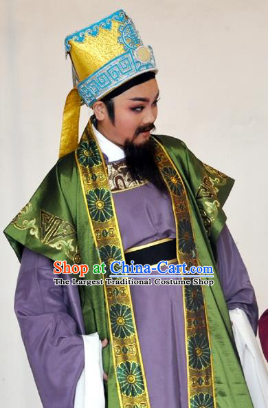 Hua Xi Love Song Chinese Yue Opera Ministry Councillor Garment Apparels Clothing and Headwear Shaoxing Opera Laosheng Landlord Costumes