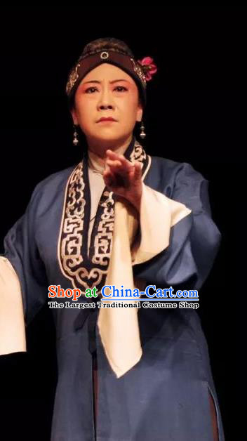 Chinese Kun Opera Laodan Dress Costumes and Headdress On A Wall and Horse Kunqu Opera Elderly Female Garment Apparels