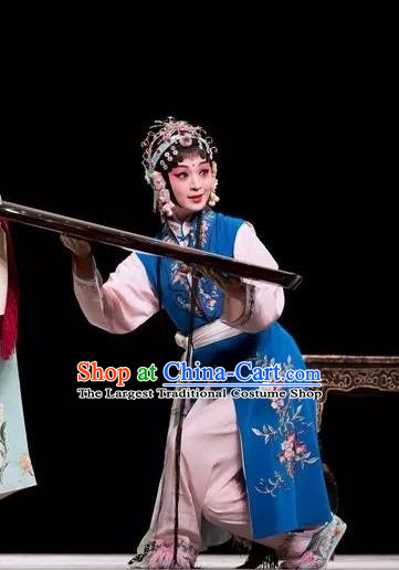 Chinese Kun Opera Xiaodan Dress Apparels Costumes and Headdress Burning Incense Kunqu Opera Servant Girl Garment