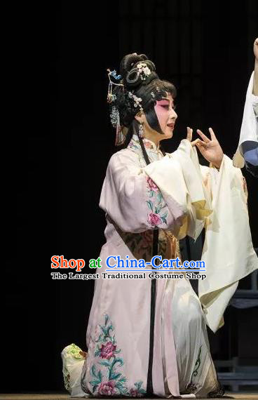 Chinese Kun Opera Young Lady Ruo Ye Dress Costumes and Headdress the Legend of Washing the Silk Gauze Kunqu Opera Actress Garment Apparels