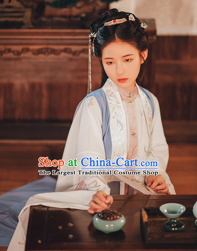 Chinese Ancient Ming Dynasty Historical Costumes Complete Set Princess Embroidered Garment Traditional Young Women Hanfu Dress