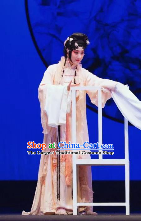 Chinese Kun Opera Hua Tan Apparels Costumes and Headpieces Romance Juliet Kunqu Opera Young Lady Ying Ling Dress Garment