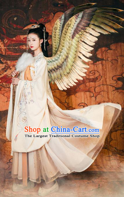 Chinese Ancient Royal Princess Historical Costumes Traditional Tang Dynasty Young Woman Embroidered Hanfu Dress