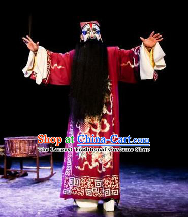 Chinese Kun Opera Tu An Gu Old Man Costumes and Headwear Kunqu Opera Laosheng Garment Elderly Male Apparels