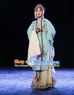 Chinese Kun Opera Diva Apparels Young Female Costumes and Headdress Kunqu Opera Tu An Gu Hua Tan Actress Dress Garment