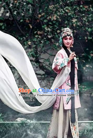 Chinese Kun Opera Rich Lady Dress Apparels and Headdress Dream in The Garden Traditional Kunqu Opera Hua Tan Dress Actress Du Liniang Garment Costumes