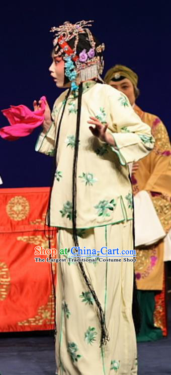 Chinese Kun Opera Xiaodan Costumes Apparels and Headdress Feng Zheng Wu Traditional Kunqu Opera Dress Young Lady Garment