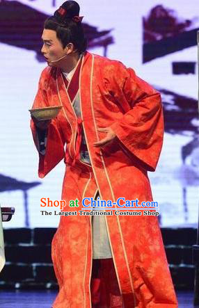 Chinese Huangmei Opera Xiaosheng Garment Taibai Drunk Costumes and Headwear An Hui Opera Young Male Wedding Apparels Clothing