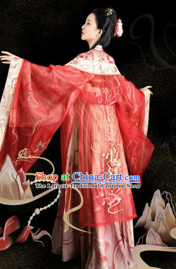 Chinese Ancient Court Lady Apparels Historical Costumes Traditional Tang Dynasty Noble Consort Hanfu Dress for Women