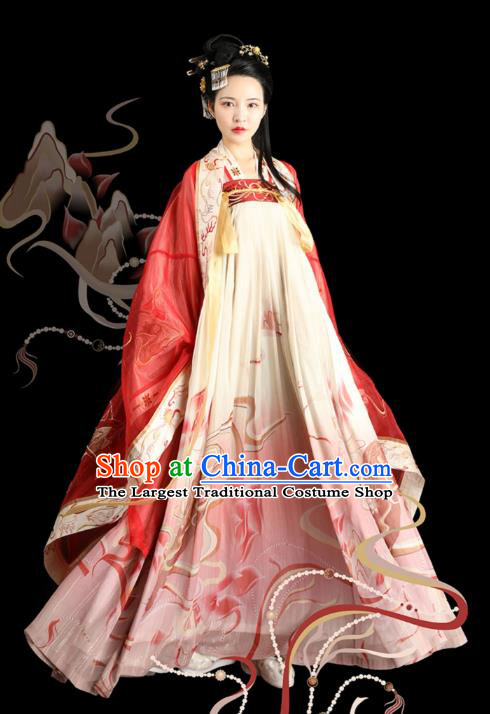 Chinese Ancient Court Lady Apparels Historical Costumes Traditional Tang Dynasty Noble Consort Hanfu Dress for Women