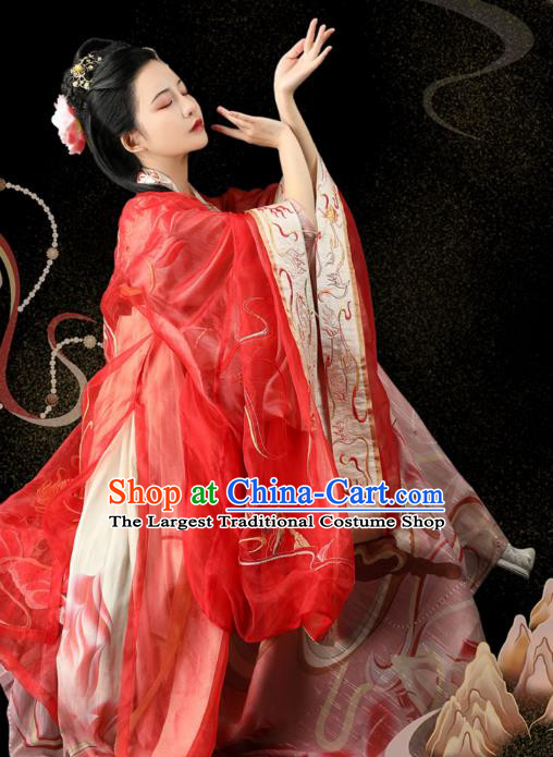 Chinese Ancient Court Lady Apparels Historical Costumes Traditional Tang Dynasty Noble Consort Hanfu Dress for Women
