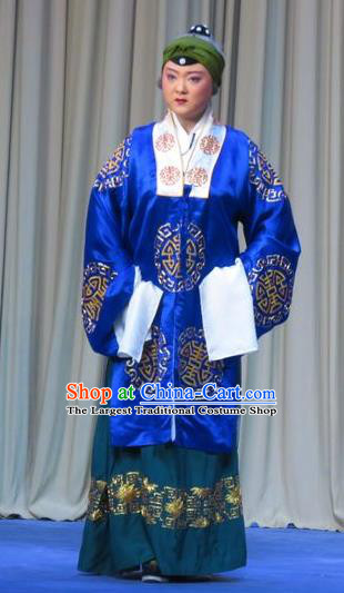 Chinese Ping Opera Laodan Zhu Hen Ji Apparels Costumes and Headdress Traditional Pingju Opera Elderly Female Pantaloon Dress Garment