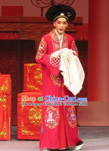Zhen Zhu Shan Chinese Ping Opera Xiaosheng Merchant Chen Dalang Costumes and Headwear Pingju Opera Apparels Young Man Clothing