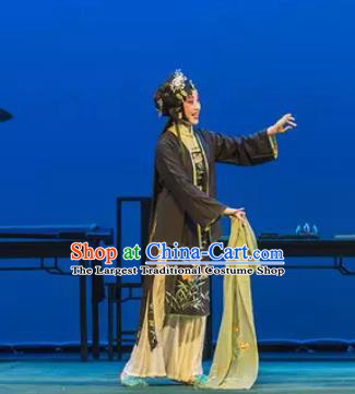 Chinese Ping Opera Xiaodan Apparels Costumes and Headpieces Liang Xiao Traditional Pingju Opera Young Lady Dress Garment
