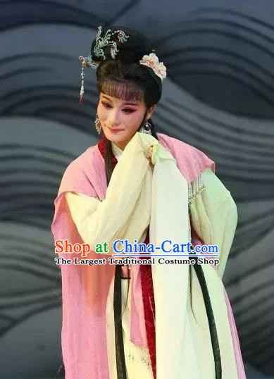 Chinese Shaoxing Opera The Story of Hairpin Young Lady Qian Yulian Dress Apparels Costumes Yue Opera Actress Garment and Headpieces