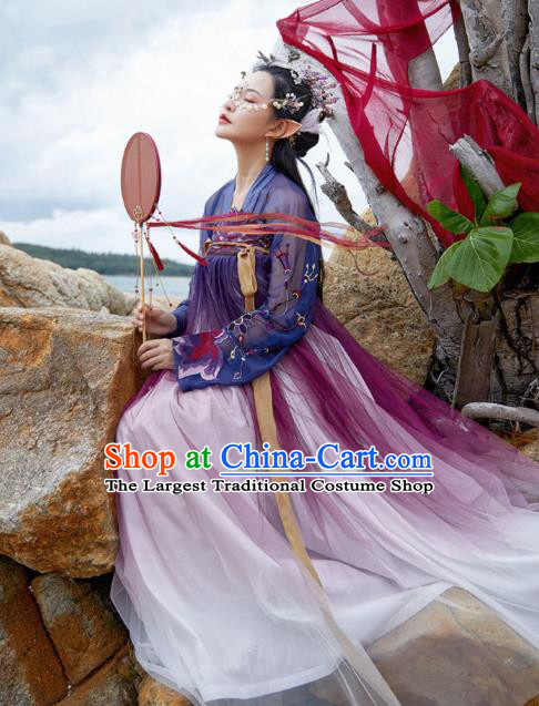 Chinese Traditional Ancient Apparels Tang Dynasty Historical Costumes Young Lady Hanfu Dress