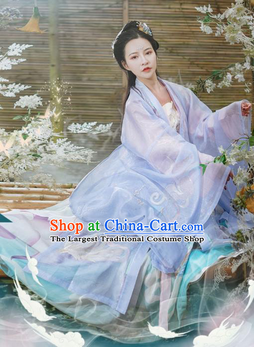 Chinese Traditional Ancient Song Dynasty Apparels Historical Costumes Goddess Patrician Lady Hanfu Dress