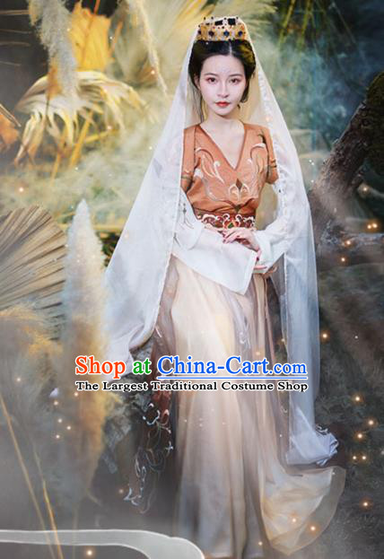 Chinese Ancient Flying Apsaras Goddess Hanfu Dress Traditional Tang Dynasty Court Lady Apparels Historical Costumes