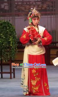 Chinese Ping Opera Young Lady Cha Ping Ji Apparels Costumes and Headpieces Traditional Pingju Opera Xiaodan Maidservant Chun Hong Dress Garment
