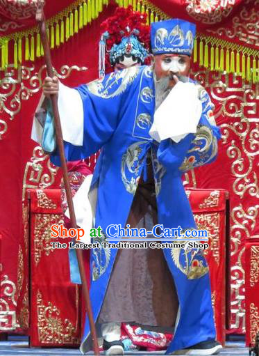 Jin Yunu Chinese Ping Opera Elderly Male Costumes and Headwear Pingju Opera Old Man Apparels Landlord Jin Song Clothing