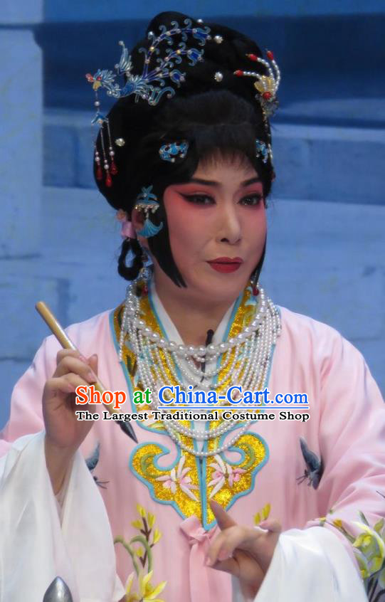 Chinese Ping Opera Actress Noble Lady Qin Xuemei Costumes and Headpieces Xue Yu Bing Shuang Traditional Pingju Opera Dress Hua Tan Garment Apparels