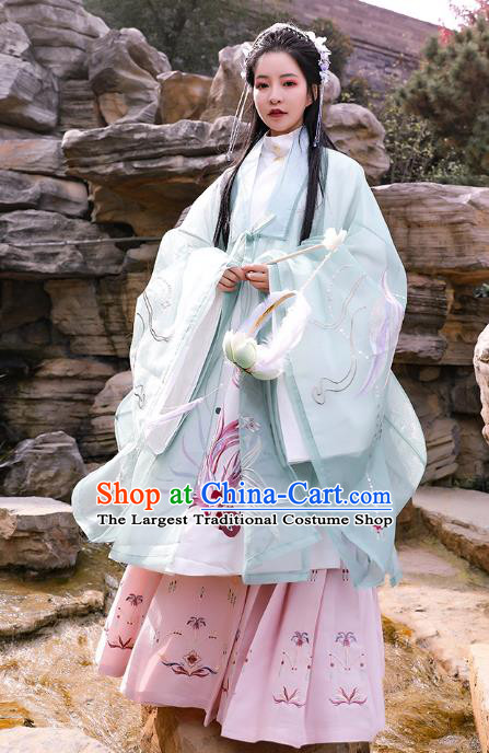 Chinese Traditional Ming Dynasty Noble Lady Apparels Embroidered Historical Costumes Ancient Royal Princess Hanfu Dress