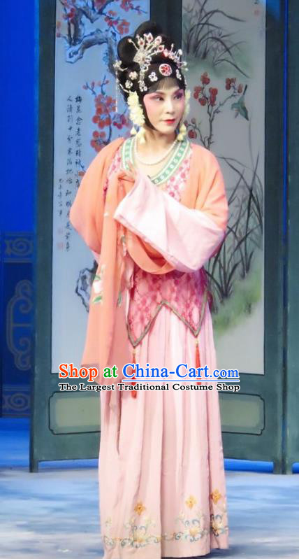 Chinese Ping Opera Young Female Liu Hua Costumes The Wrong Red Silk Apparels and Headpieces Traditional Pingju Opera Diva Dress Garment