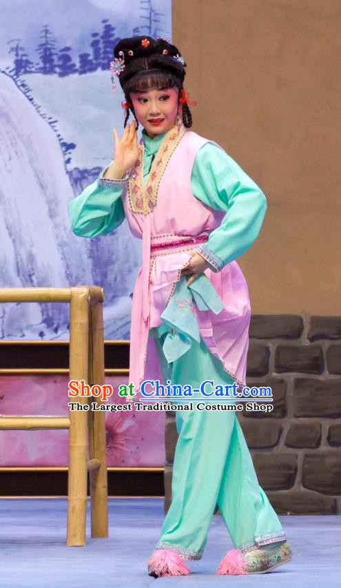 Chinese Ping Opera Hua Tan Fei Jie Apparels Costumes and Headpieces Traditional Pingju Opera Young Lady Dress Garment
