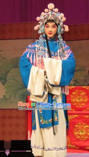 Chinese Ping Opera The Arrogant Princess Apparels Costumes and Headdress Traditional Pingju Opera Diva Dress Garment