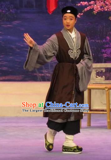Peach Blossom Temple Chinese Ping Opera Taoist Nun Costumes and Headwear Pingju Opera Young Male Zhang Cai Apparels Clothing