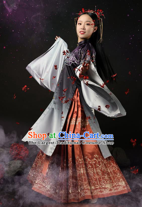 Traditional Chinese Court Princess Apparels Ming Dynasty Historical Costumes Ancient Embroidered Hanfu Dress for Women