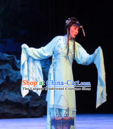 Chinese Ping Opera Diva Lin Daiyu Countess Costumes and Headpieces Baoyu and Daiyu Traditional Pingju Opera Hua Tan Dress Garment Apparels