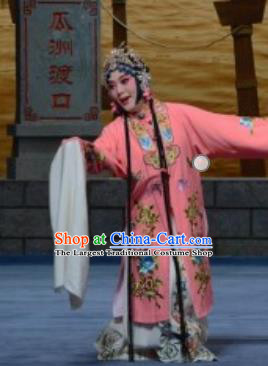 Chinese Ping Opera Diva Du Shiniang Costumes Apparels and Headpieces Traditional Pingju Opera The Beautiful Courtesan Hua Tan Pink Dress Garment