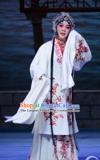Chinese Ping Opera Young Lady Costumes Apparels and Headpieces Traditional Pingju Opera The Beautiful Courtesan Hua Tan Dress Diva Du Shiniang Garment