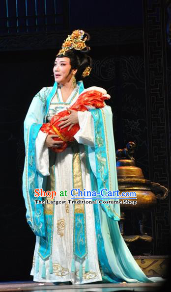 Chinese Shaoxing Opera Court Lady Diva Costumes Yue Opera Hua Tan Zhen Huan Apparels Garment Imperial Consort Dress and Headpieces