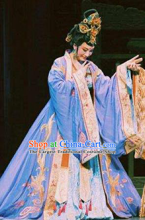 Chinese Shaoxing Opera Imperial Consort Costumes Yue Opera Zhen Huan Apparels Hua Tan Garment Court Lady Dress and Headpieces