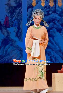 Chinese Yue Opera Gifted Scholar Costumes Flirting Scholar Garment Shaoxing Opera Xiao Sheng Young Man Role Apparels Robe and Hat