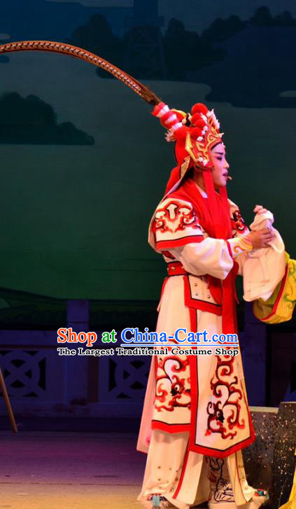 Diao Chan Chinese Yue Opera Takefu Costumes Garment Shaoxing Opera Wusheng Martial Role Apparels General Lv Bu Clothing and Headpiece
