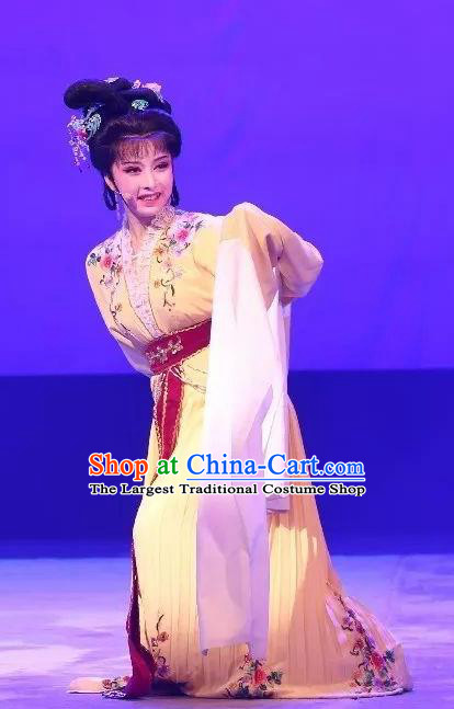 Chinese Shaoxing Opera Zhui Yu Noble Lady Jin Mudan Dress Garment Yue Opera Hua Tan Costumes Actress Apparels and Headpieces