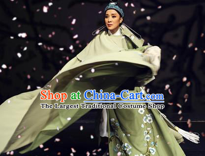 Yue Opera Lu You And Tang Wan Chinese Scholar Costumes Green Robe and Hat Shaoxing Opera Young Male Apparels Niche Poet Garment
