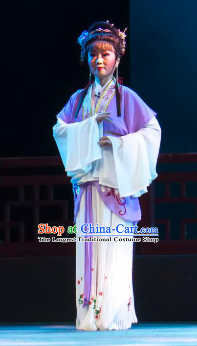 Chinese Shaoxing Opera Xiaodan Garment Yue Opera Lu You And Tang Wan Costumes Young Lady Apparels Dress and Hair Accessories