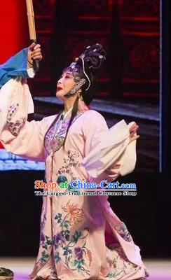 Chinese Shaoxing Opera Young Female Apparels and Headpieces Yue Opera Tell On Sargam Pink Dress Distress Maiden Garment Costumes