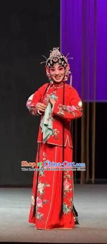 Chinese Shaoxing Opera Xiaodan Red Apparels and Headpieces Yue Opera Tell On Sargam Garment Young Lady Dress Costumes