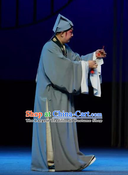 Chinese Yue Opera Young Male Tell On Sargam Costumes and Hat Shaoxing Opera Scholar Garment Clothing Apparels Niche Chen Guangzu Blue Robe