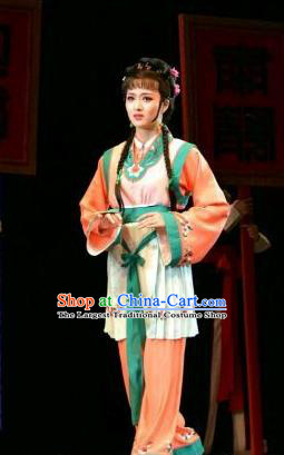 Chinese Shaoxing Opera Xiaodan Dress Garment Yue Opera Feng Xue Yu Qiao Ji Costumes Young Girl Apparels and Hair Accessories