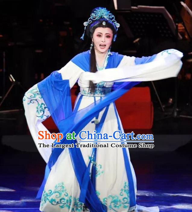 Chinese Shaoxing Opera Hua Tan Dress Apparels Costumes and Headpieces The Desolate Palace of Liao Yue Opera Empress Xiao Guanyin Garment
