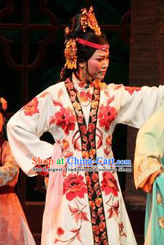 Feng Jie Chinese Shaoxing Opera Noble Lady Wang Xifeng Apparels and Headdress Yue Opera Hua Tan Costumes Actress Dress Young Mistress Garment