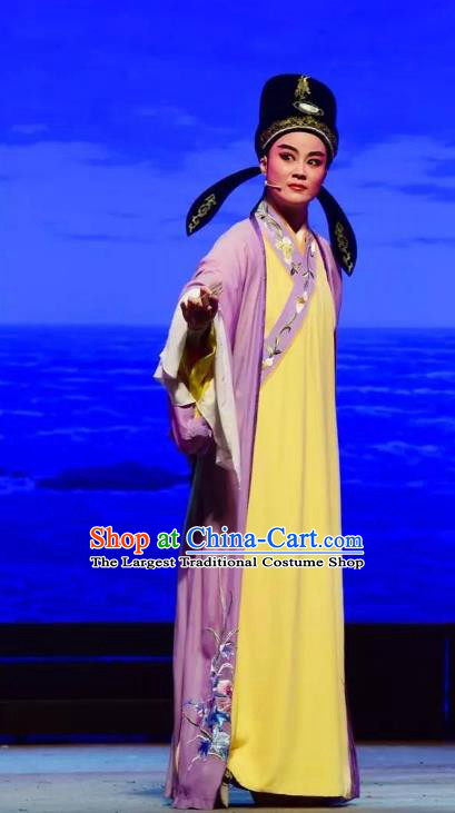 Chinese Yue Opera Li Mei Yue Scholar Clothing and Hat Shaoxing Opera Costumes Xiaosheng Apparels Young Male Garment